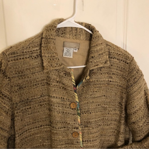 The Territory Ahead Women’s Tweed Raw Silk Cotton Blazer button textured medium - Picture 2 of 12